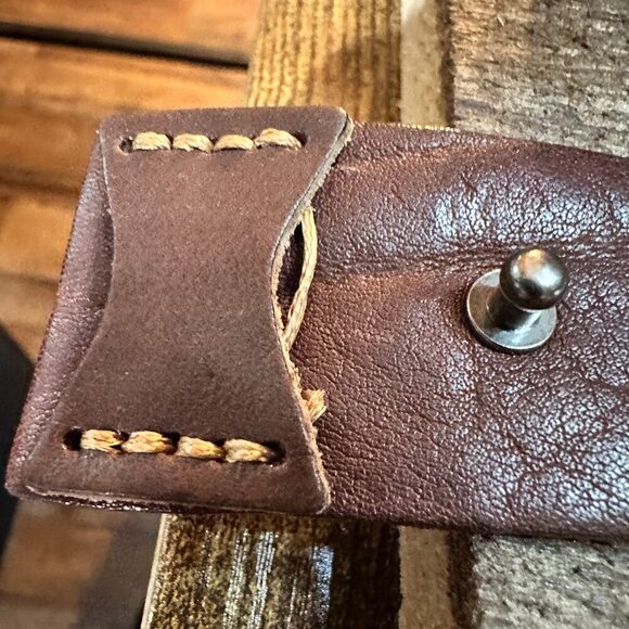 Brown Leather Bracelet with Large Blue Turquoise Blossom Design - Picture 10 of 10